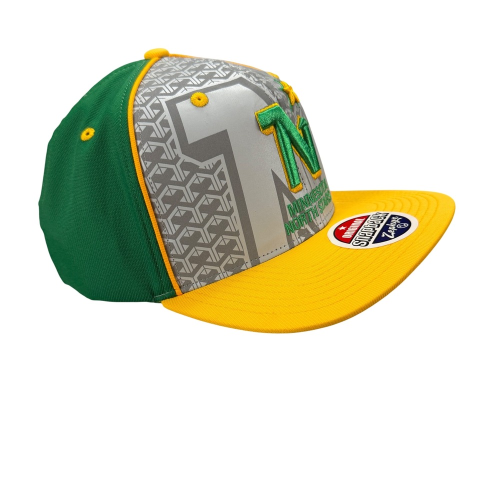Minnesota North Stars Zephyr Snapback Hat Green Yellow NHL‎ Hockey